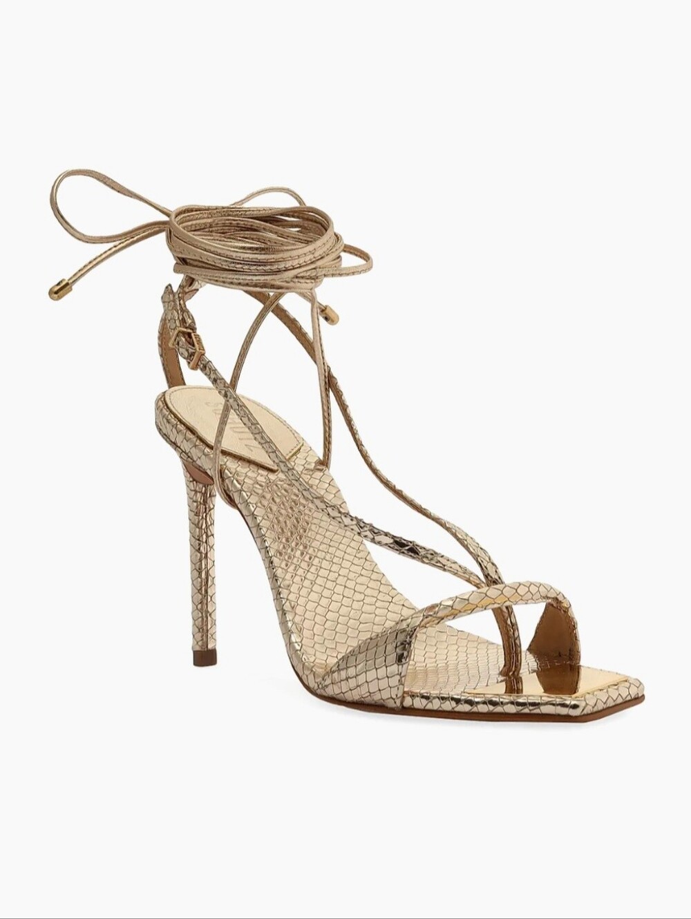 Schutz Metallic Snake Embossed Leather Stiletto Sandal - Picture 5 of 6